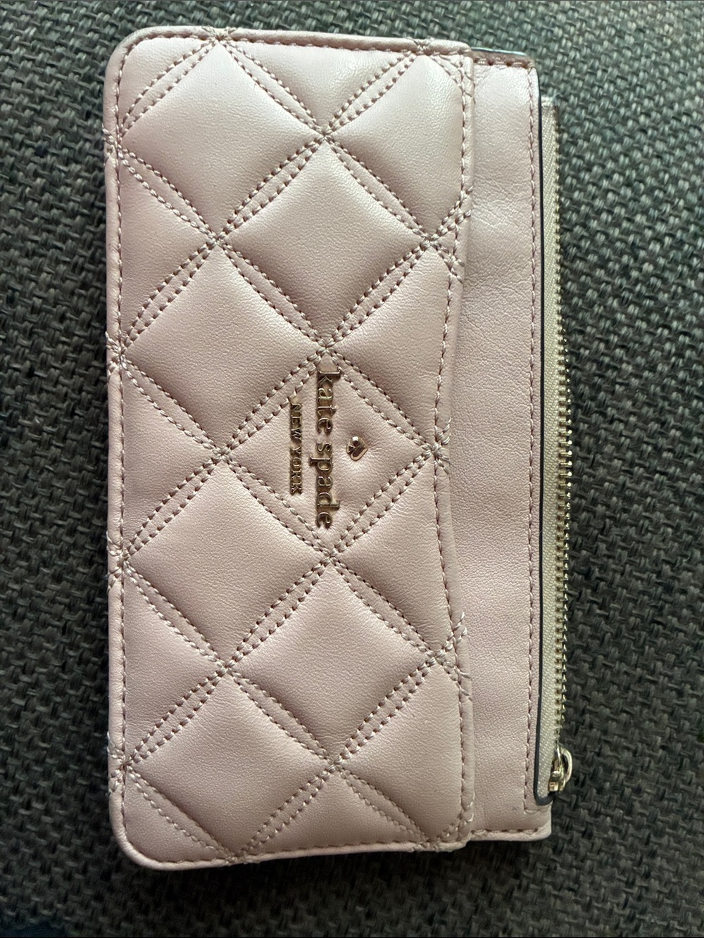 kate spade Quilted Light Pink Leather Zip Card Wallet